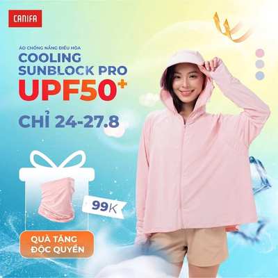 Áo chống nắng nữ CANIFA cánh dơi mát lạnh thoáng khí mũ rộng vành cổ cao che kín 6OT26S003