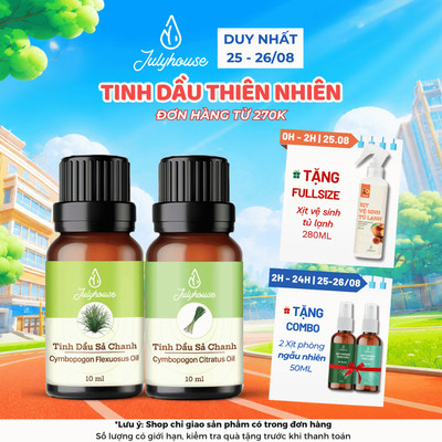 Tinh dầu thơm phòng Julyhouse Sả Chanh, Quế nguyên chất từ vùng trồng Việt Nam, xông phòng khử mùi làm thơm hiệu quả