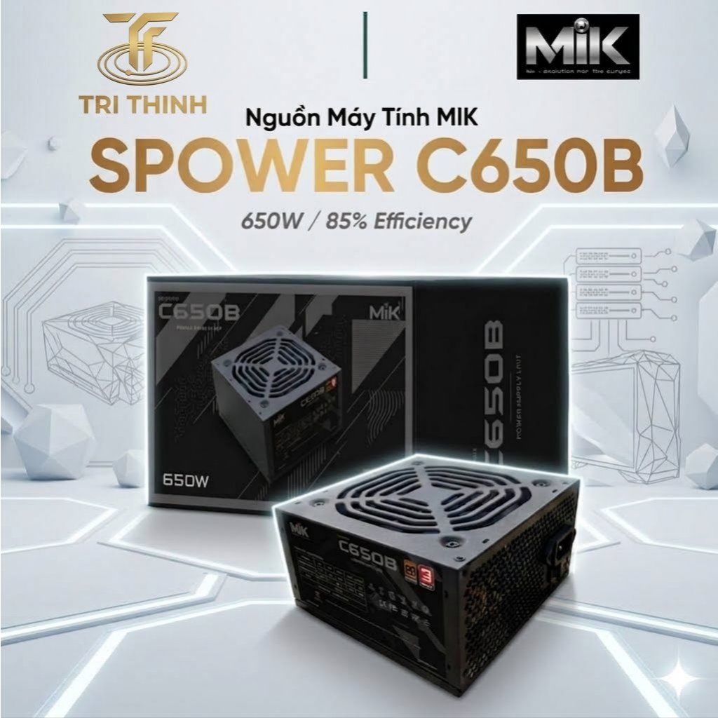 Nguồn Máy Tính MIK C650B - (650W / 85% EFFICIENCY/ Đen)