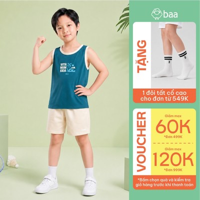 Bộ Quần Áo Ba Lỗ Thời Trang Hè Bé Trai Đi Chơi Thoáng Khí Mềm Mại Mát Mẻ (1- 10 Tuổi ) Baababy DB10C