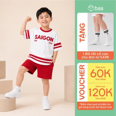 Set Đồ Bộ Mùa Hè Bé Trai Form Rộng Cotton, Mềm Mịn Thoáng Mát (1-10 tuổi) Baababy SE08N