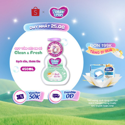 [MỚI RA MẮT] Bọt tắm gội em bé Clean & Fresh - Sạch sâu, thơm hương dài lâu  200ml/450ml