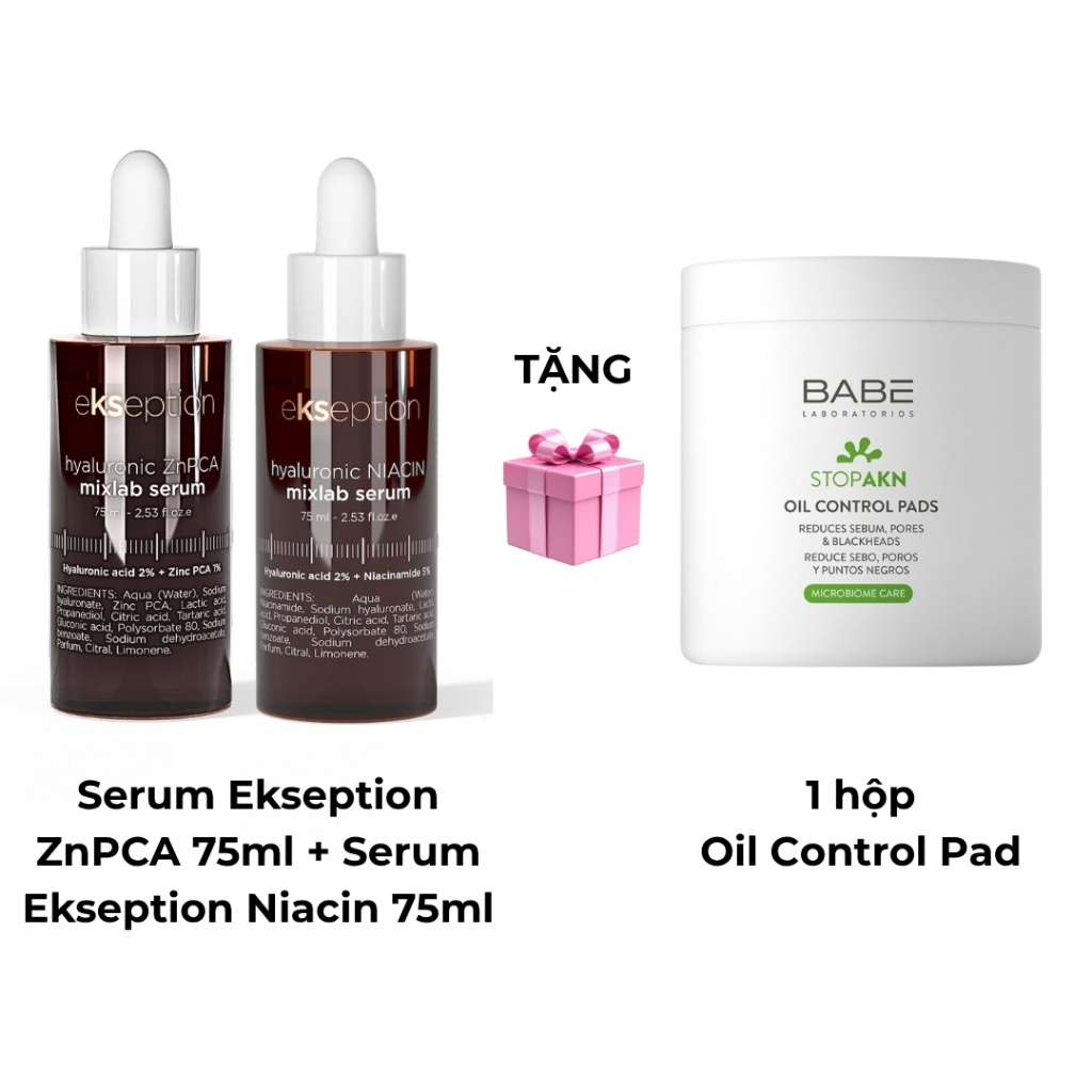 [COMBO 12 KOL VTH x MCTG][Tặng 1 Oil Control Pad] Serum Niacin Ekseption + Serum ZnPCA Ekseption sán