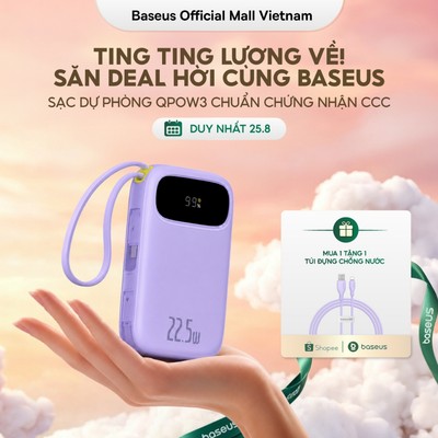 [NEW-CHUẨN CHỨNG NHẬN CCC] Sạc Dự Phòng Baseus EnerFill FC31 Qpow3 10000mAh/20000mAh 22.5W – Sạc Nhanh 4 Cổng Kèm 2 Cáp