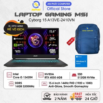 Laptop MSI Gaming Cyborg 15 A13VE-2410VN, Core i5-13420H, RTX 4050 6GB, 16GB RAM, 512GB SSD, 15.6 FHD 144Hz, Win11