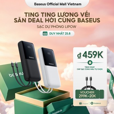 Sạc dự phòng Lipow 10000mAh & 20000mAh 22.5W/15W sạc nhanh tích hợp cáp tiện dụng