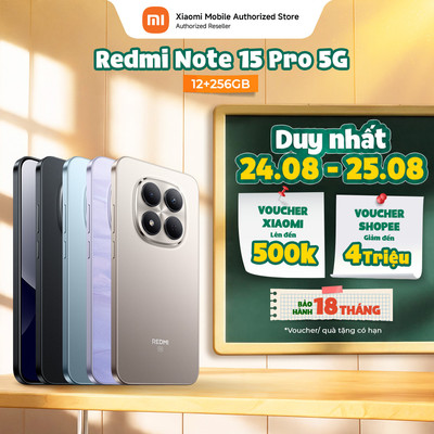 Điện thoại Redmi Note 15 Pro 5G (12+256GB) | Màn 6.83" 1.5K | MTD 7400-Ultra | Camera 200MP | Chống va đập 2.5m | IP69K
