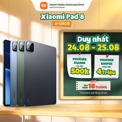 Máy tính bảng Xiaomi Pad 8 (8+128GB) | Màn 11.2" Dolby Vision 3.2K 144Hz | Snapdragon® 8s Gen 4 | Pin 9200