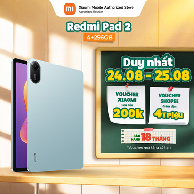 Máy tính bảng Redmi Pad 2 (4+256GB) | Màn hình 11inch 2,5K | Helio G100-Ultra | Pin 9000mAh | 4 Loa