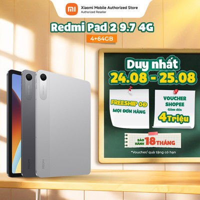 Máy tính bảng Redmi Pad 2 9.7 4G (4+64GB) | Màn hình 9.7" siêu nét | SD 6s 4G Gen 2 | Pin khủng 7600 mAh