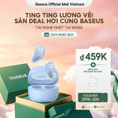 Tai nghe nhét tai không dây BASEUS WM02 bluetooth 5.3 TWS chống ồn thời lượng pin lên đến 25 giờ