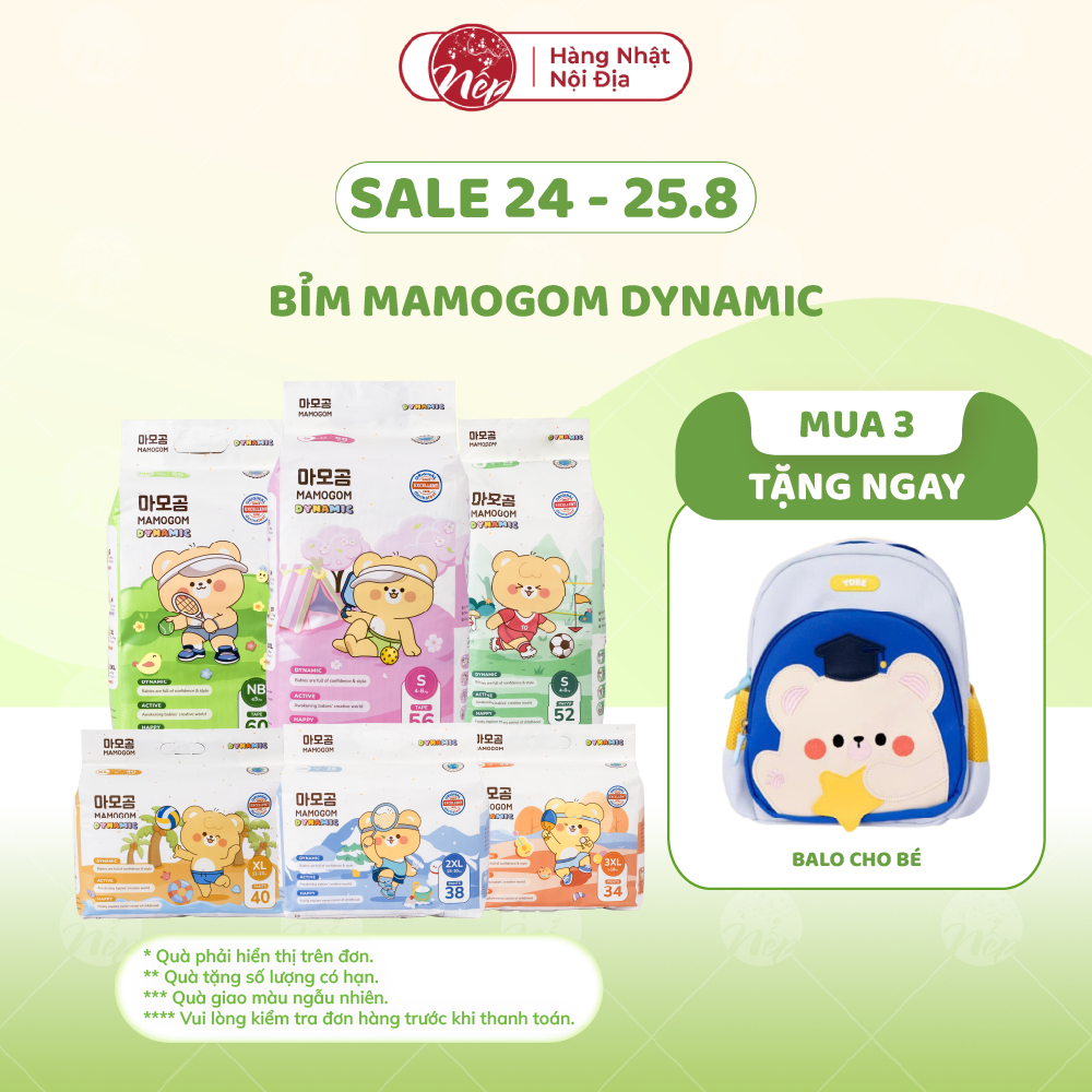 [MUA 3 TẶNG QUÀ] Tã/Bỉm Mamogom Dynamic siêu mỏng, mềm mại, thấm hút tốt đủ siz dán quần cho bé_neps