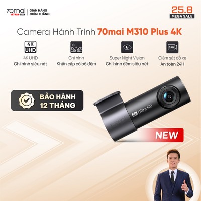 Camera hành trình 70mai M310 Plus 4K Thiết Kế Nhỏ Gọn Hình Ảnh 4k Vượt Trội