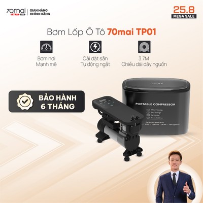Máy bơm hơi tự động 70mai TP01 đa năng, thiết kế nhỏ gọn, bơm cực nhanh