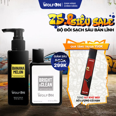 Combo Dung Dịch Vệ Sinh Banana Melon 150ml - Dung Dịch Vệ Sinh Nam Giới 95ml LYD Wolf On