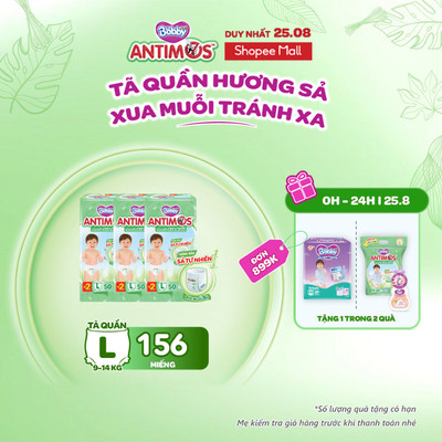 [V] - [MỚI] Combo 3 tã Quần Xua Muỗi Bobby Antimos – Hàng rào Sả tự nhiên Bye Muỗi 8H - M52/L50+2/XL48+4/XXL46+6