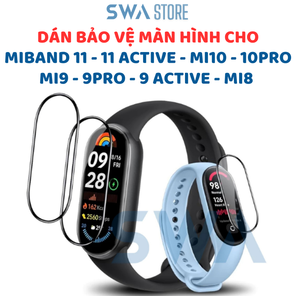 Cường Lực Dẻo 3D SWA Dùng Cho Mi Band 11 10 9 8 Pro Active Chịu Lực Chống Trầy