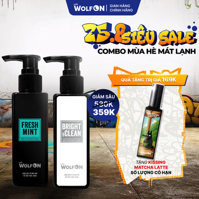 Combo Dung Dịch Vệ Sinh Nam Làm Sạch Fresh Mint, Bright Clean 150ml LYD Wolf ON, Thoáng Mát Cả Ngày