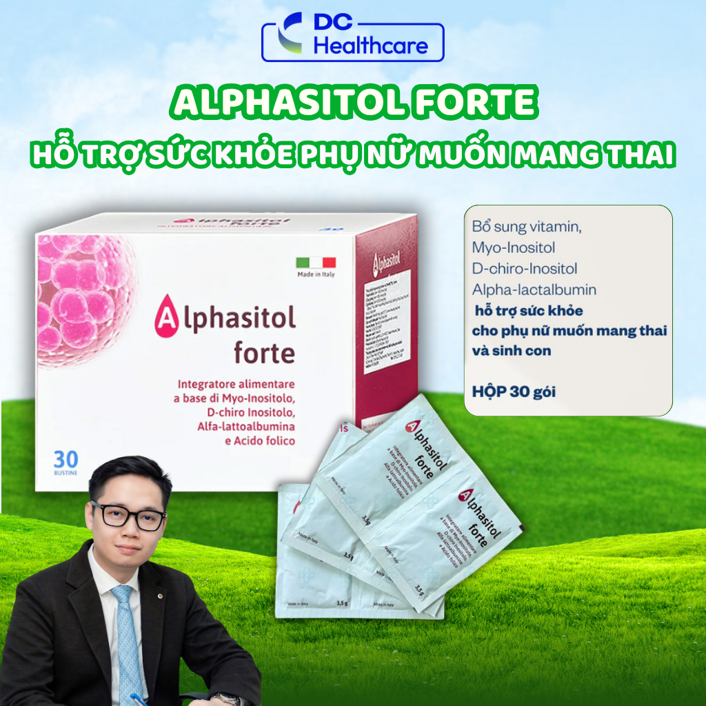 Alphasitol Forte 30 Gói - Bổ Sung Myo-Inositol, D-Chiro Inositol & Vitamin Cho Phụ Nữ Muốn Mang Thai