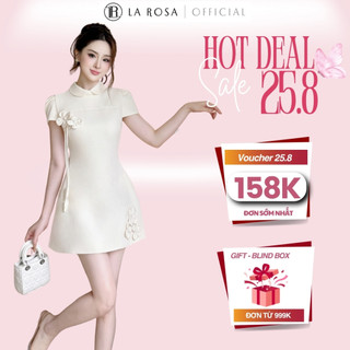 Váy Sơ Mi Dáng Chữ A Đính Hoa Tiểu Thư LAROSA Chất Chéo Rubi Cao Cấp Phù Hợp Đi Chơi, Công Sở,.. V1405