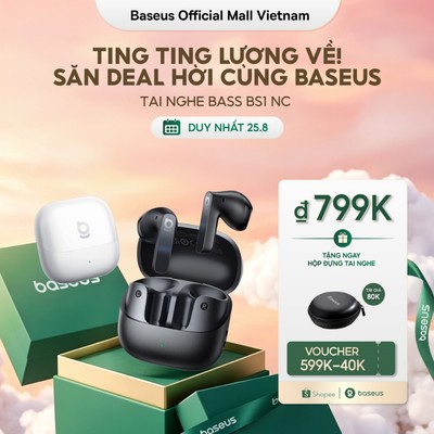 Tai Nghe Baseus Bass BS1 NC Chủ Động Khử Tiếng Ồn ANC Bluetooth 6.0 Âm Thanh Hi-Res Chuẩn LDAC