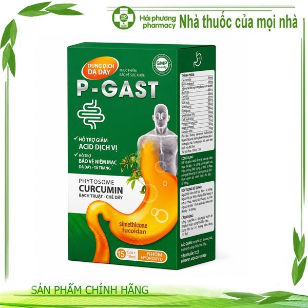 Dung dịch dạ dày P-Gast - HỖ TRỢ GIẢM ACID DỊCH VỊ, BẢO VỆ NIÊM MẠC DẠ DÀY - TÁ TRÀNG hộp * 15 gói