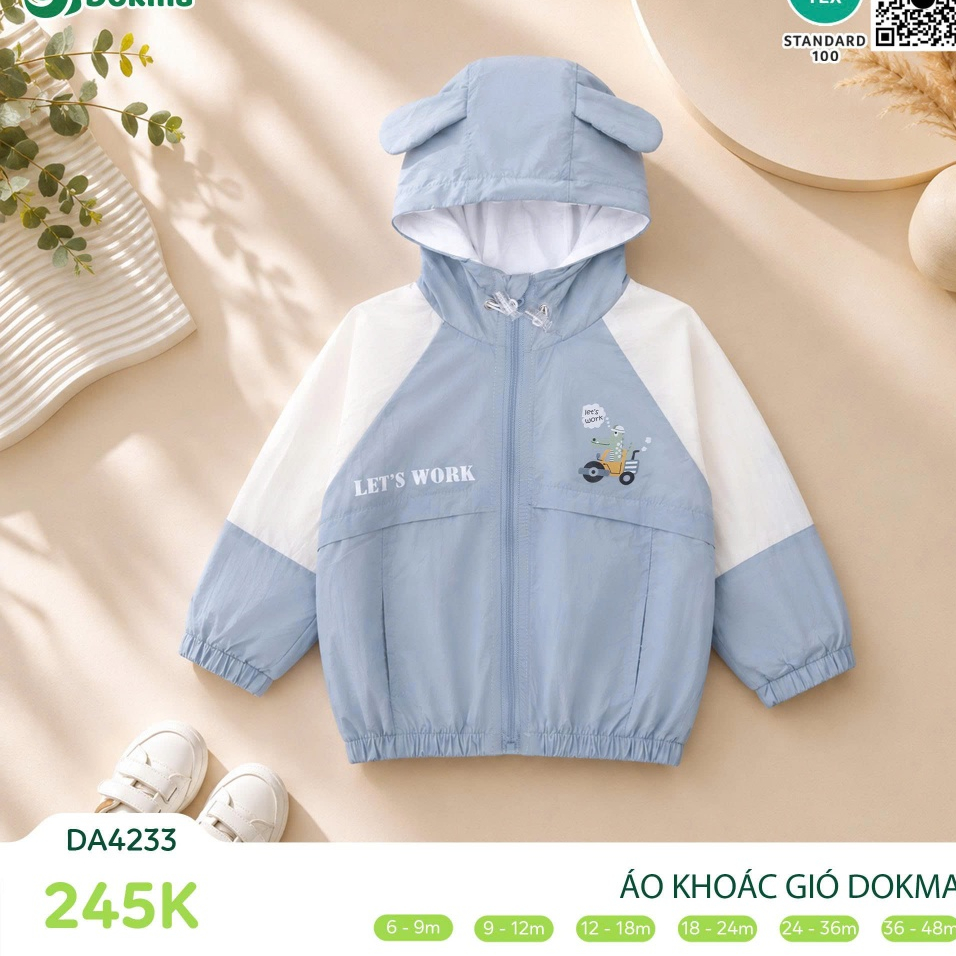 HÀNG CHÍNH HÃNG DOKMA / Áo khoác gió dài tay phối tai Dokma DA4233