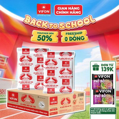 [VOUCHER HOT 10%] Thùng 30 Gói Mì Chính Hiệu Hai Tôm VIFON 75g Vị Sa Tế Huyền Thoại Sợi Dai Giòn