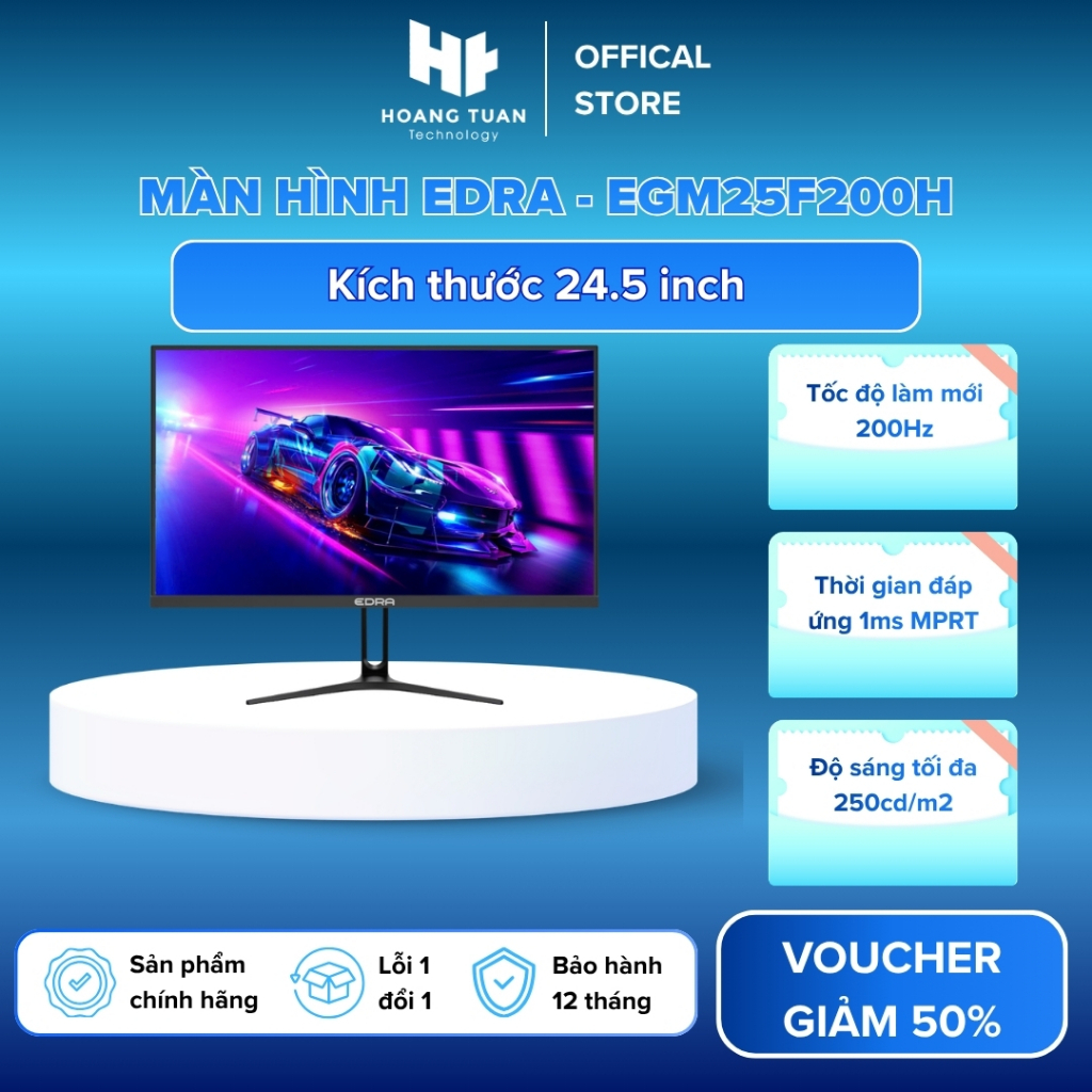 Màn hình gaming EDRA EGM25F200H chính hãng độ phân giải FHD (1920x1080), thời gian đáp ứng 1ms MPRT 
