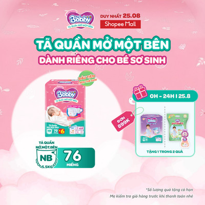 [MỚI][TẶNG MIẾNG] Tã quần mở một bên Bobby dành cho bé sơ sinh size NB70+6/NB-S74/S80/ S-M62