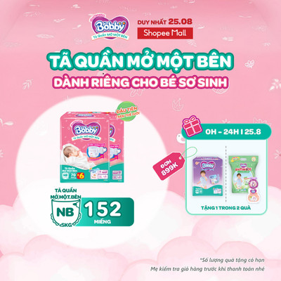 [MỚI][TẶNG MIẾNG] Combo 2 gói tã quần mở một bên Bobby dành cho bé sơ sinh size NB70+6/NB-S74/ S80/ S-M62