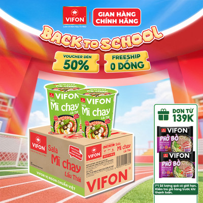 [VOUCHER HOT 10%] Thùng 24 ly Mì chay lẩu thái Sala 60gr/ly