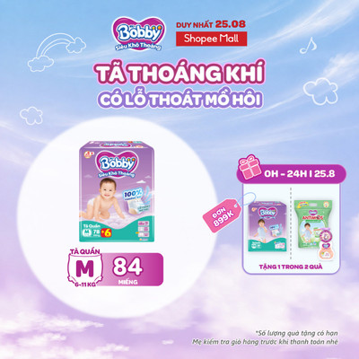 [Tặng miếng ngẫu nhiên] Tã quần Bobby Khô Thoáng - 100% Thoáng Khí Ultra Jumbo M/L/XL/XXL/XXL