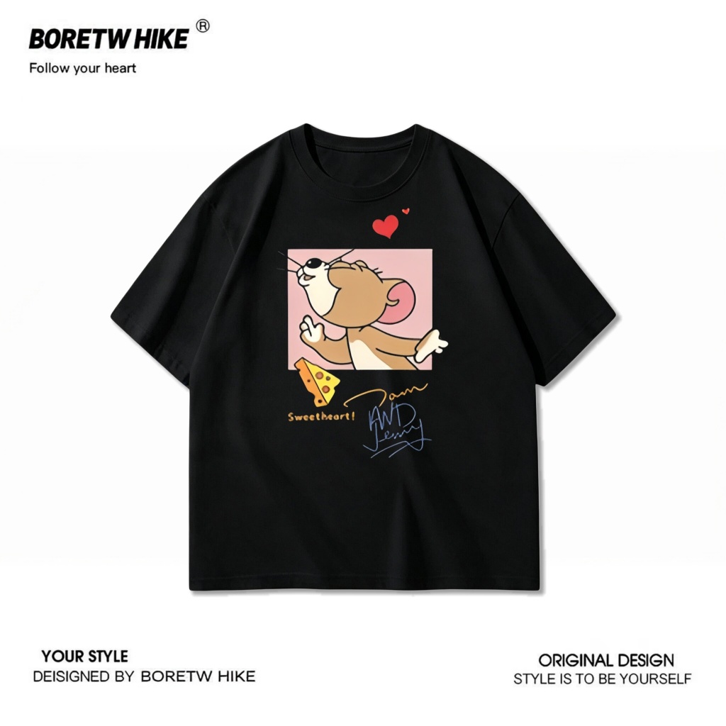 Áo thun Tom and Jerry cặp đôi, áo thun in hình hoạt hình Tom & Jerry nam nữ, áo thun cotton rộng rãi