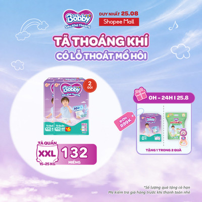 [Tặng miếng ngẫu nhiên] Combo 02 gói tã quần Bobby Siêu Khô Thoáng - 100% Thoáng Khí Ultra Jumbo M/L/XL/XXL/XXL