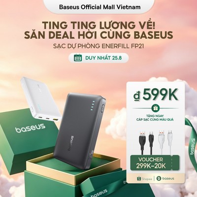 Pin dự phòng Baseus EnerFill FP21 10000mAh 22.5W Bao gồm cáp TypeC sang C sạc nhanh