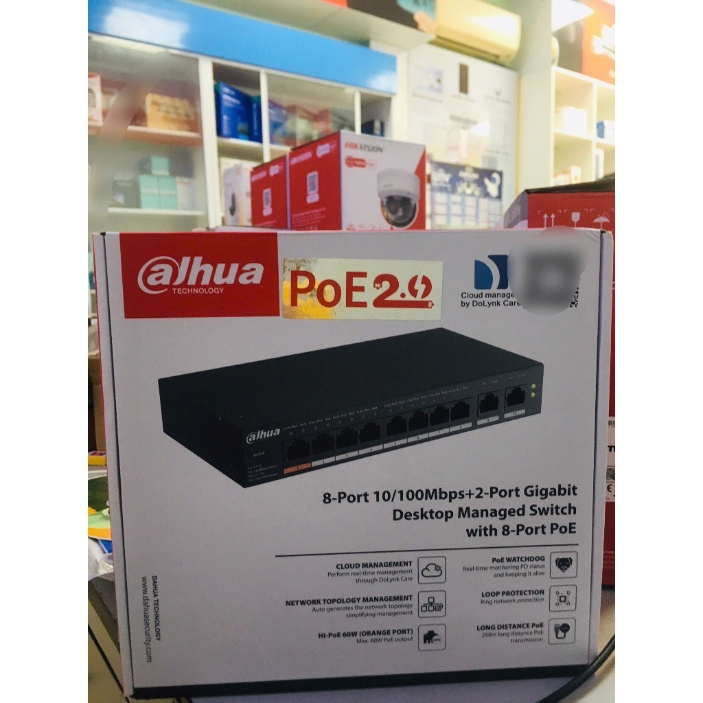Switch POE  8 cổng DAHUA  dùng cho camera IP cấp nguồn POE.  DH-CS4010-8ET-60