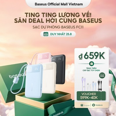 [MỚI VỀ - SẠC 3C SIÊU MỎNG] Sạc Dự Phòng Baseus FC11 10000mAh & 20000mAh 22.5W & 45W Chứng Nhận CCC, Mỏng Nhẹ Kèm 2 Cáp
