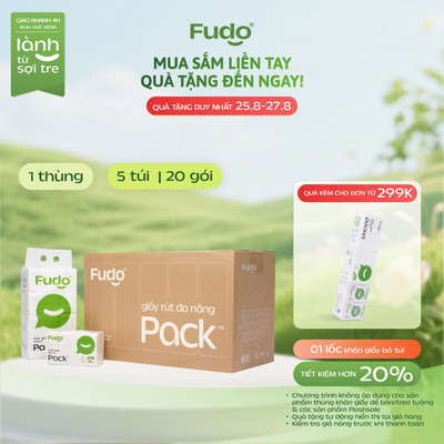 Thùng Khăn Giấy Rút Để Bàn Fudo TissuePack - 5 Túi x 20 Gói