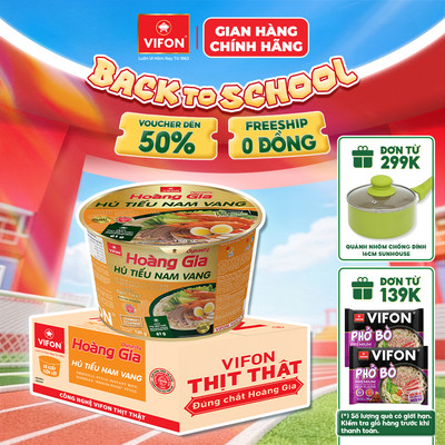 [VOUCHER HOT 10%] Thùng 12 Tô / Set 4 Tô Hoàng Gia Hủ Tiếu Nam Vang VIFON 120gr - Có Gói Thịt Thật, Chuẩn Vị