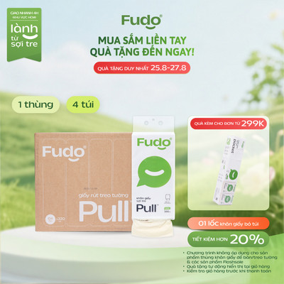 Thùng Khăn Giấy Rút Treo Tường Fudo TissuePull - 4 Túi 320 Tờ