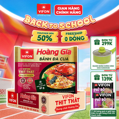 [VOUCHER HOT 10%] Thùng 18 gói Bánh Đa Cua HOÀNG GIA VIFON 120g / Gói