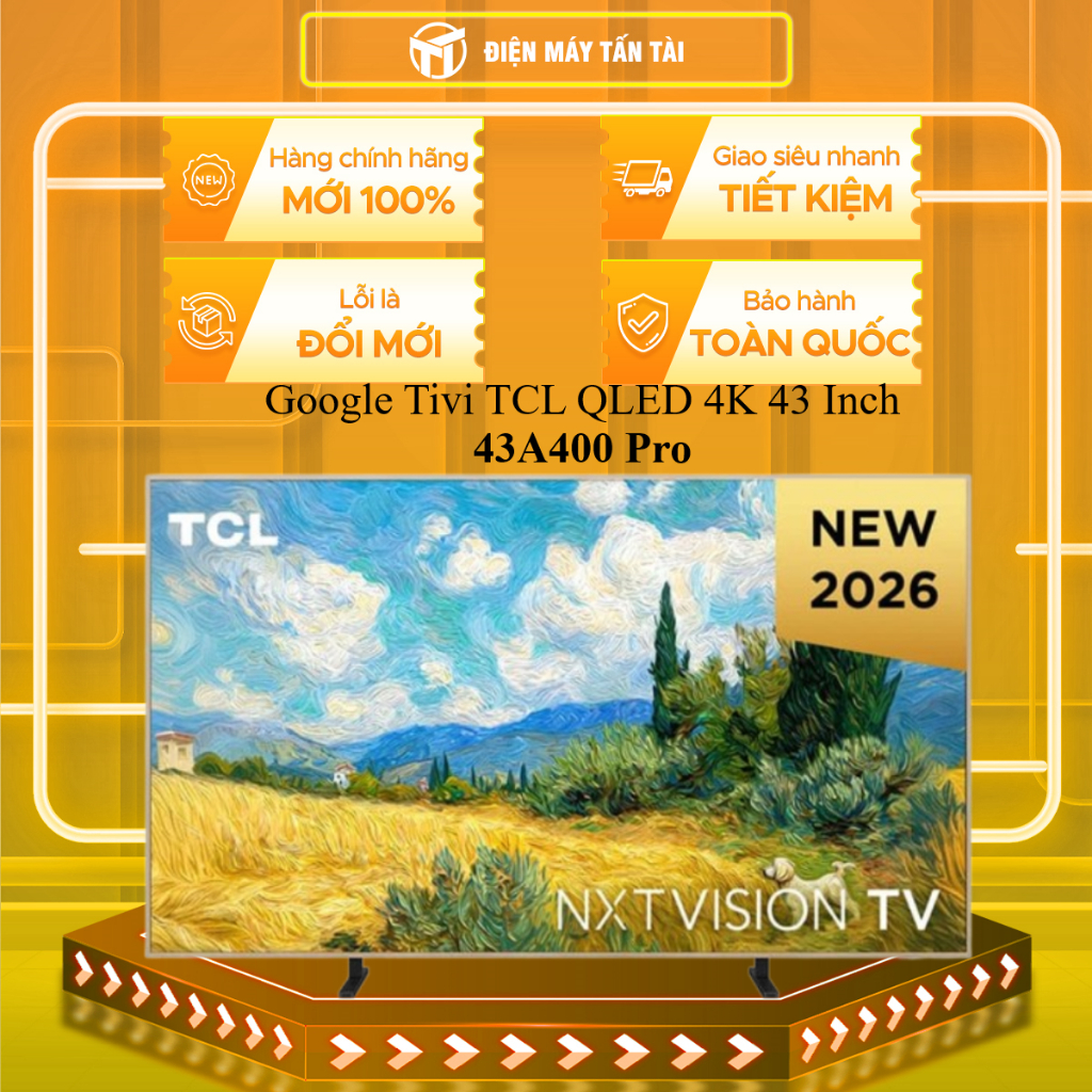 (HCM) - 43A400 Pro - Google Tivi TCL QLED 4K 43 Inch 43A400 Pro
