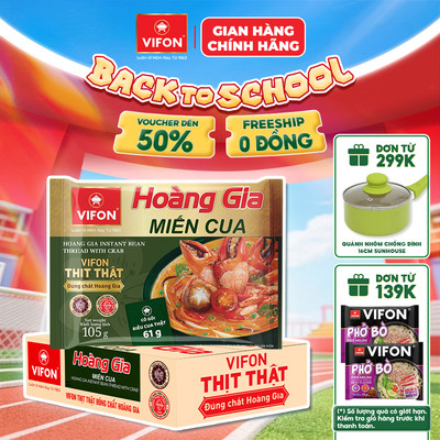 [VOUCHER HOT 10%] Thùng 18 gói Hoàng gia Miến cua 105gr/gói