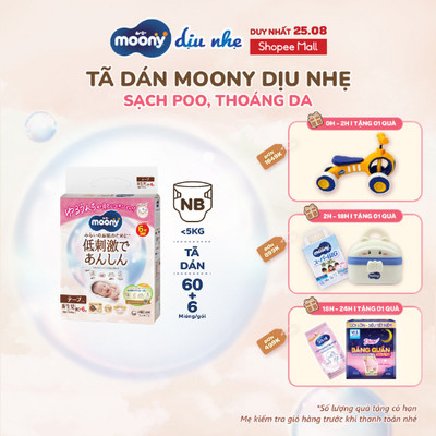 Tã dán Moony Dịu Nhẹ siêu cao cấp NB/S/M/L