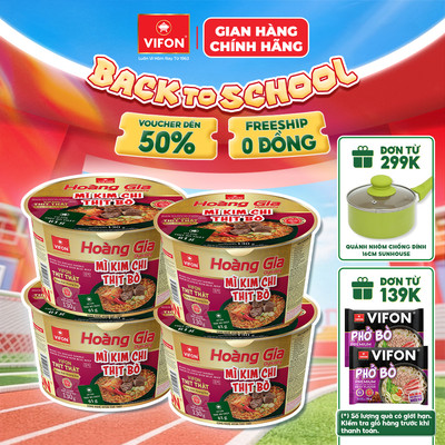 [VOUCHER HOT 10%] Set 4 Tô Hoàng Gia Mì Kim Chi Thịt Bò/ Thịt Bằm VIFON 130g - Có Thịt Thật, Tiện Lợi, Đủ Chất