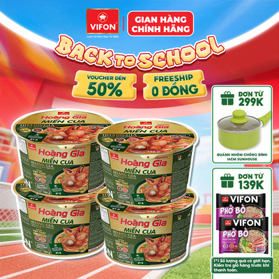 [VOUCHER HOT 10%] Set 4 Tô Hoàng Gia Miến Cua VIFON 105g - Có Thịt Thật, Tiện Lợi, Đủ Chất