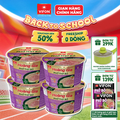 [VOUCHER HOT 10%] Set 4 Tô Hoàng Gia Phở Thịt Bò VIFON 120g - Có Thịt Thật, Tiện Lợi, Đủ Chất