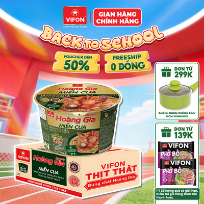 [VOUCHER HOT 10%] Thùng 12 Tô Hoàng Gia Miến Cua VIFON 105g - Có Thịt Thật, Tiện Lợi, Đủ Chất
