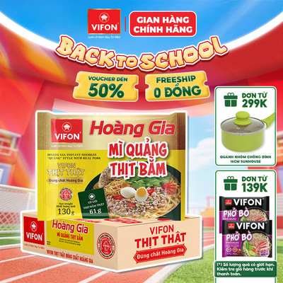 [VOUCHER HOT 10%] Thùng 18 gói Mì Quảng Thịt Bằm Hoàng Gia VIFON 130gr/gói